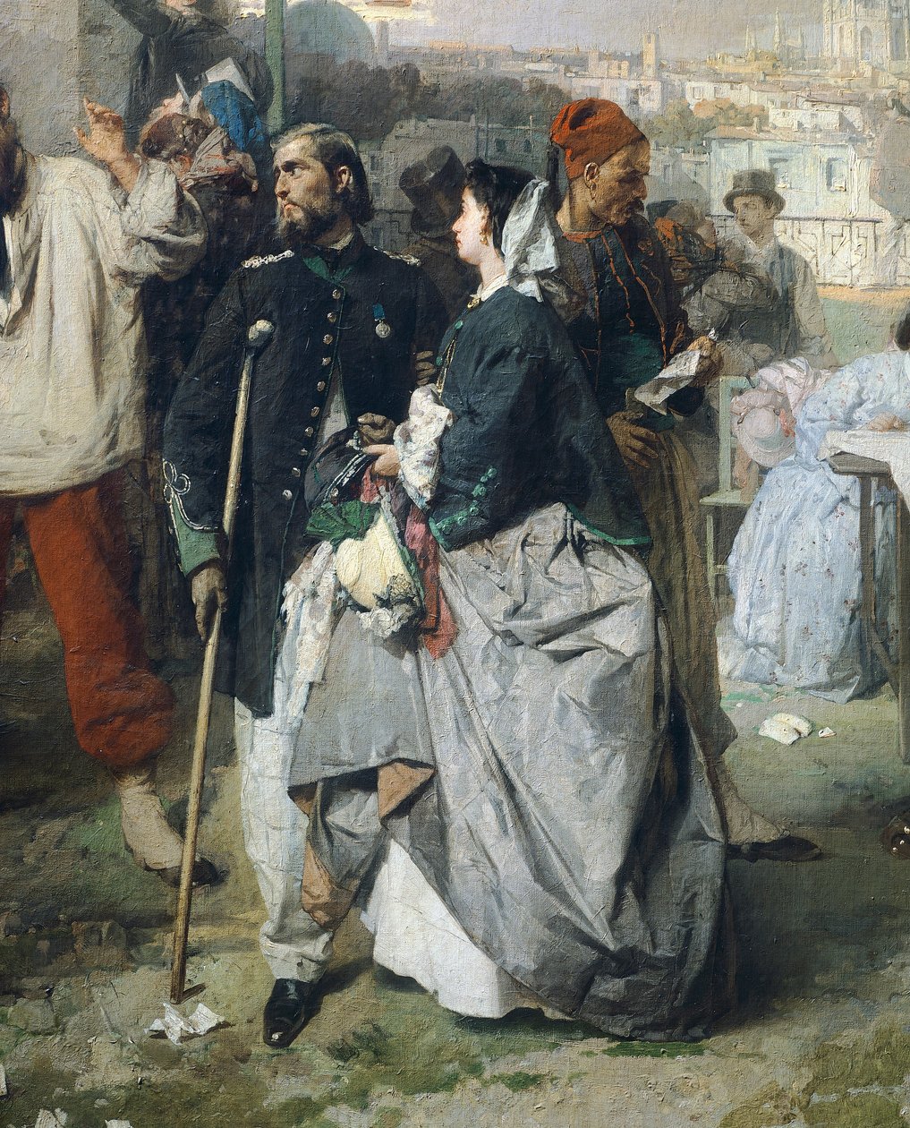Notícias da Paz de Villafranca, de Domenico Induno, detalhe de Domenico Induno