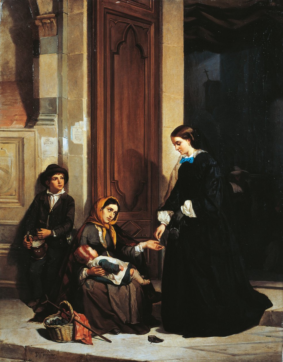A Caridade, por Induno Domenico de Domenico Induno