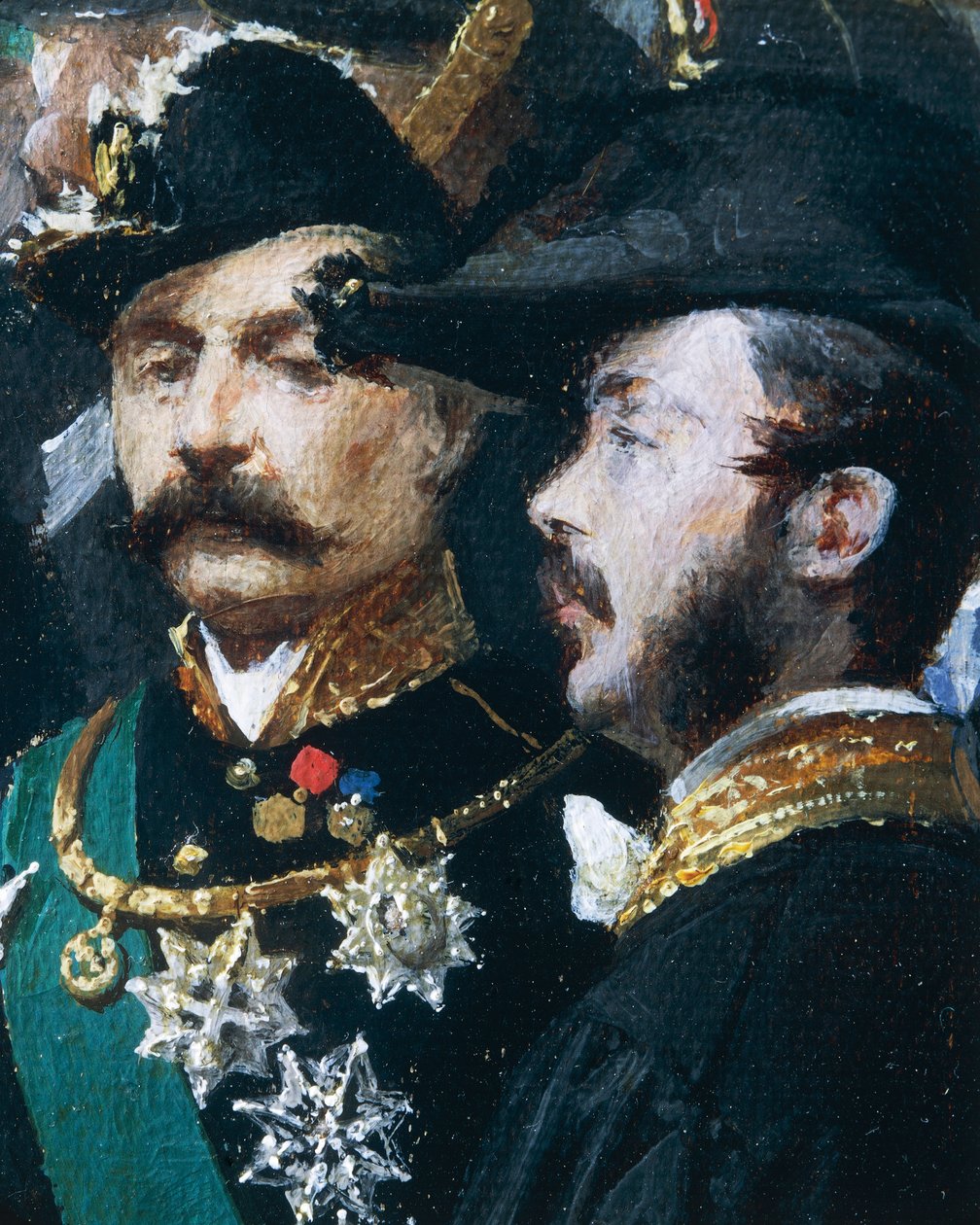 A Colocação da Pedra Fundamental da Galleria Vittorio Emanuele em Milão, de Domenico Induno, detalhe, óleo sobre tela de Domenico Induno