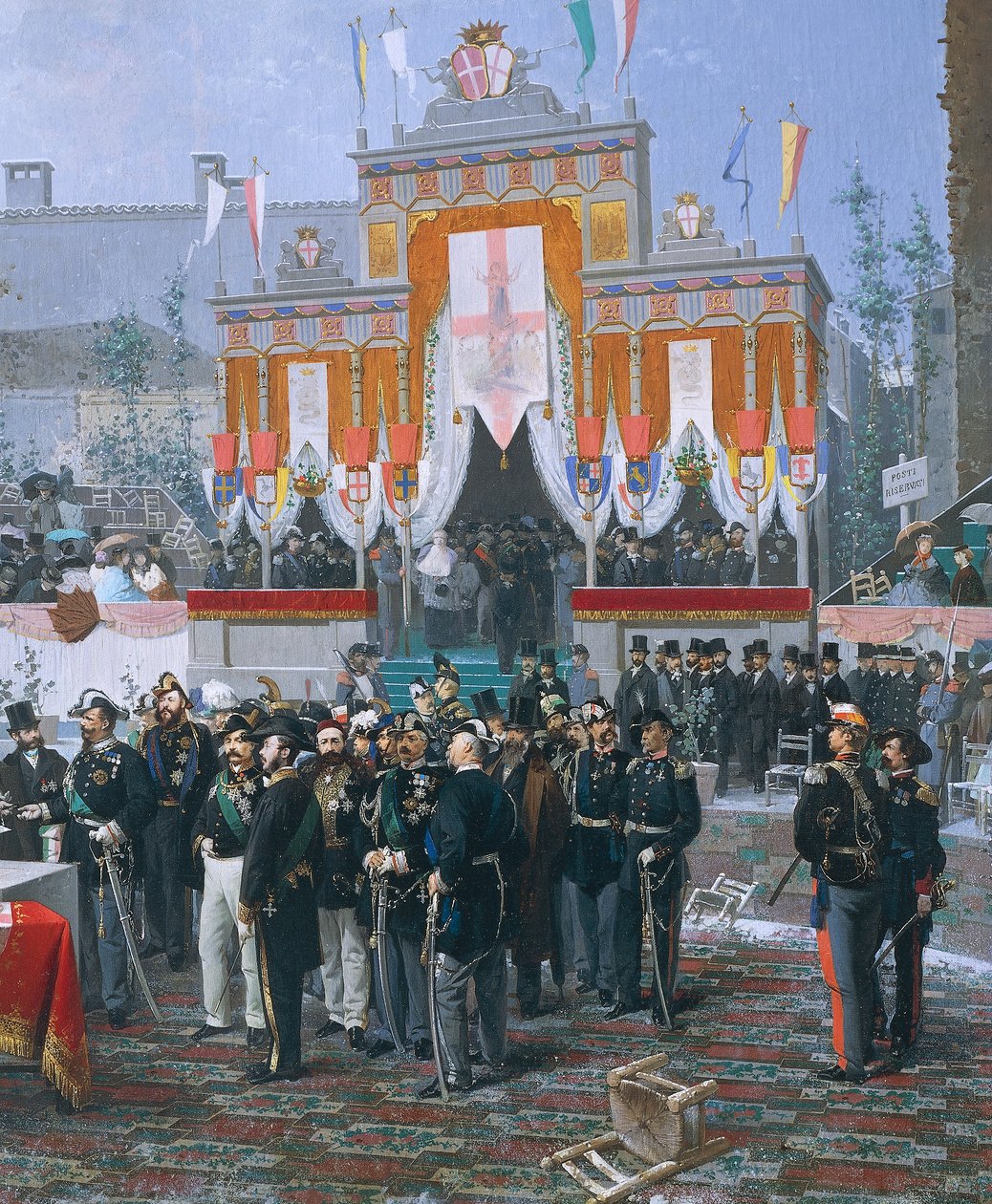 A Colocação da Pedra Fundamental da Galleria Vittorio Emanuele em Milão, por Domenico Induno de Domenico Induno