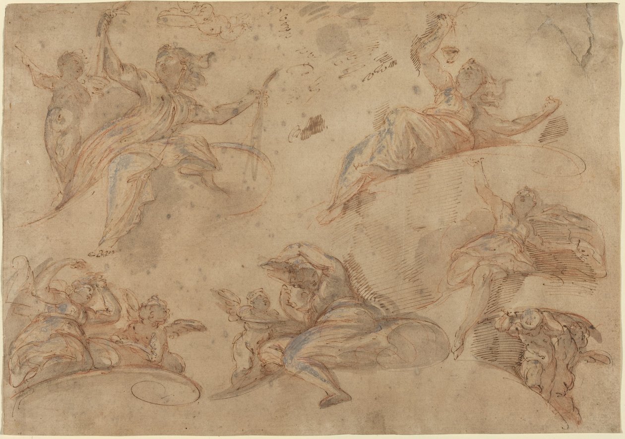Figuras alegóricas vistas de baixo de Domenico Maria Canuti