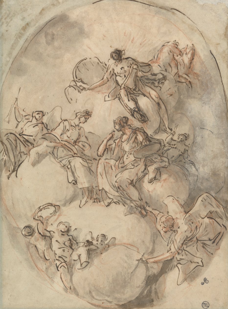 Estudo para Tecto: Apollo e outras figuras de Domenico Mondo
