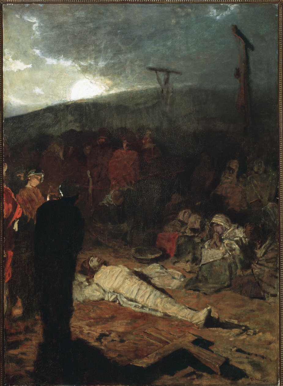 Embalsamamento do corpo de Jesus Cristo após a crucificação - óleo sobre tela de Domenico Morelli