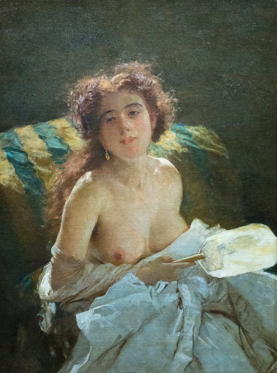 Senhora com um ventilador de Domenico Morelli