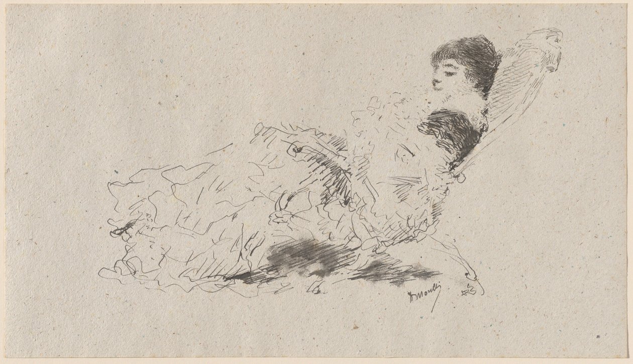 A filha do artista, Eleonora, deitada numa chaise-longue de Domenico Morelli