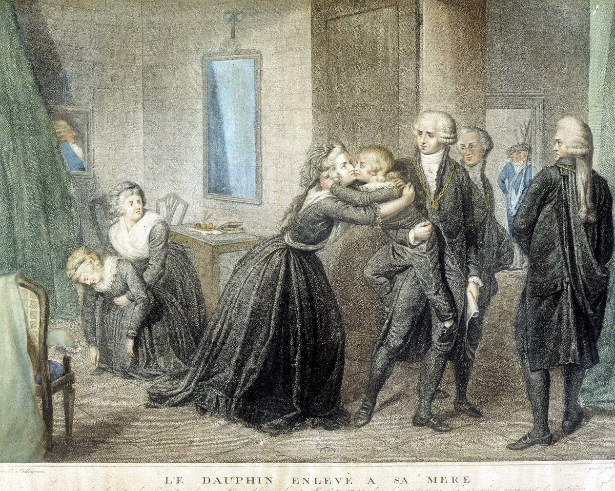 O golfinho Louis raptado da sua mãe Maria Antonieta (na sua prisão do Templo), 1 de Julho de Domenico Pellegrini