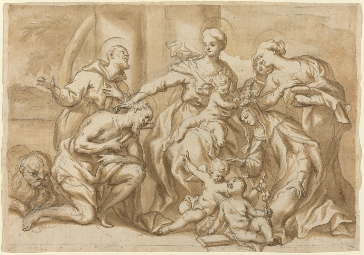 Madonna cercada por santos de Domenico Piola