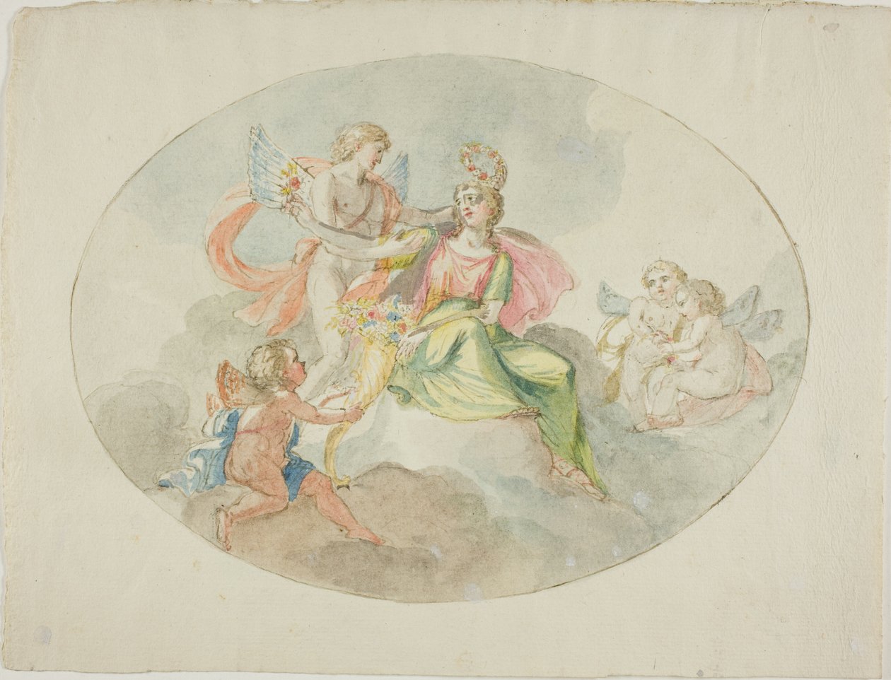 Alegoria da Abundância (Esboço para uma pintura de teto) de Domenico Pozzi
