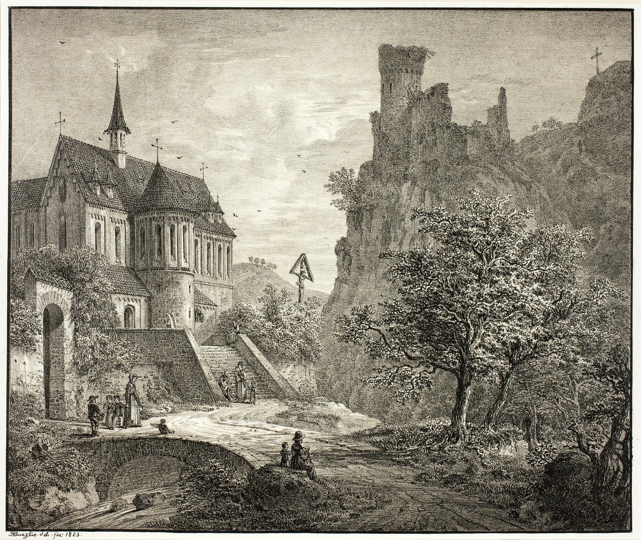 Igreja em Kobern, no Mosel de Domenico Quaglio