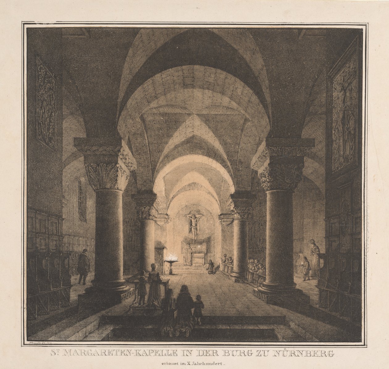 Edifícios notáveis da Idade Média na Alemanha: Capela de Santa Margarida no Castelo Imperial de Nuremberg de Domenico Quaglio