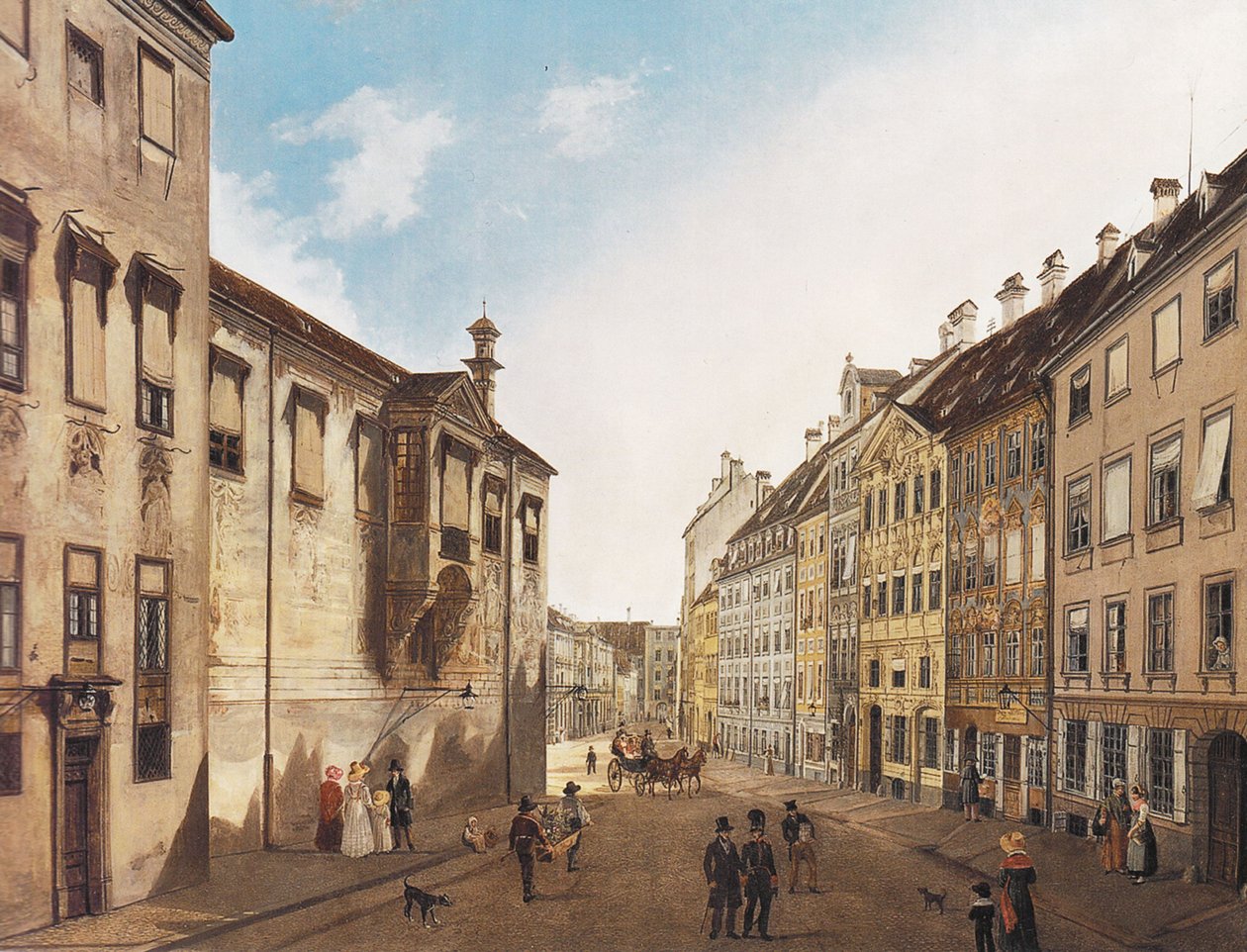 A Residenzstraße em direção à Max-Joseph-Platz em 1826 de Domenico Quaglio the Younger