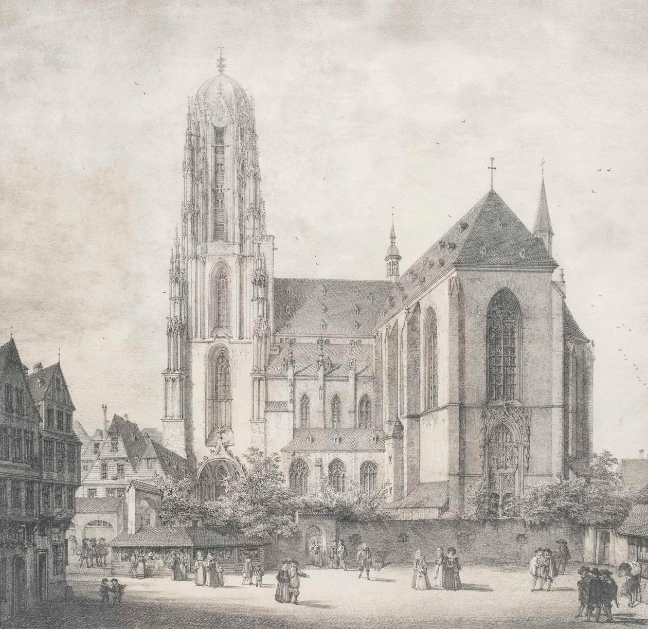 Litografia - Frankfurt - Catedral Imperial - Quaglio - 1819 de Domenico Quaglio the Younger
