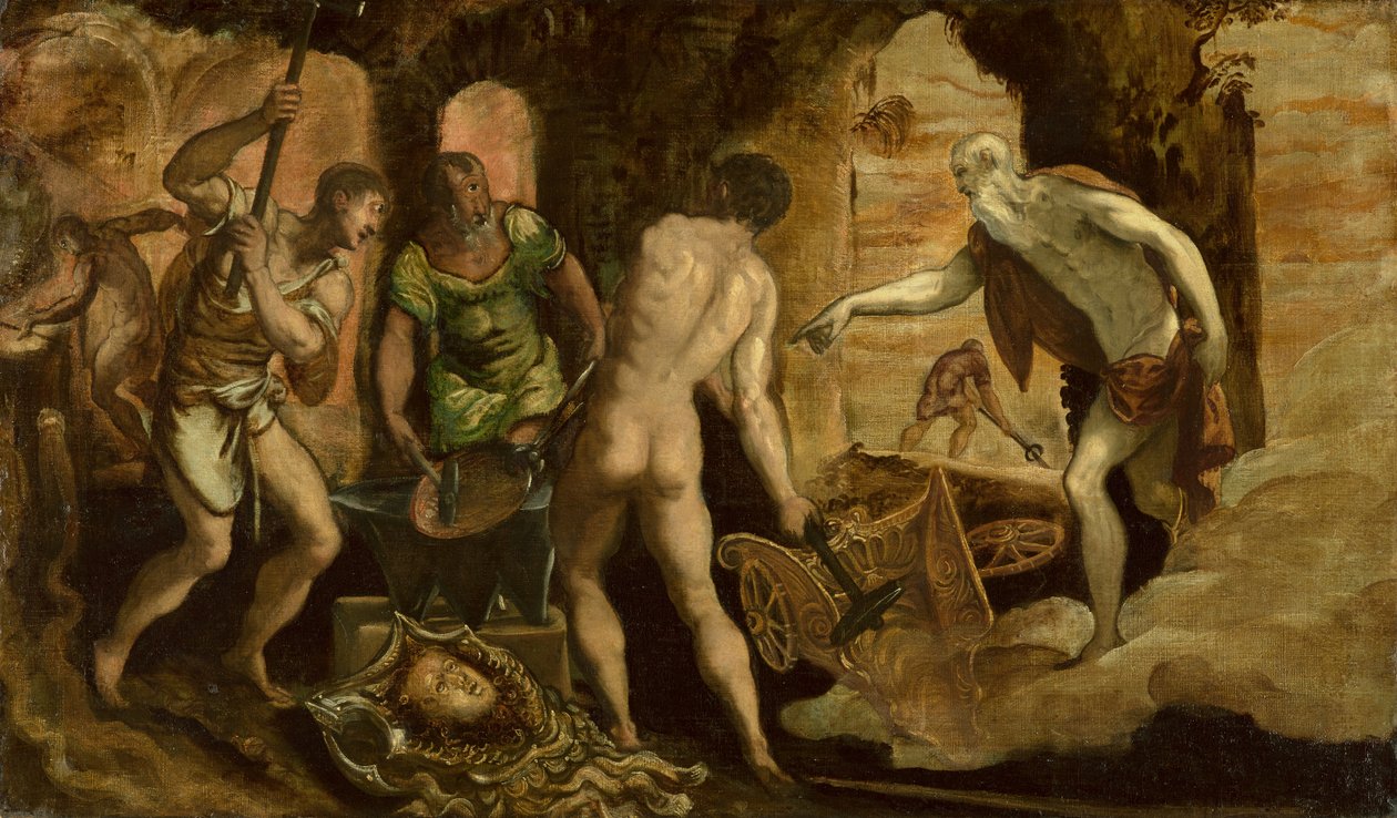 A Forja de Vulcano, por volta de 1544-1548 (óleo sobre tela) de Domenico Robusti Tintoretto