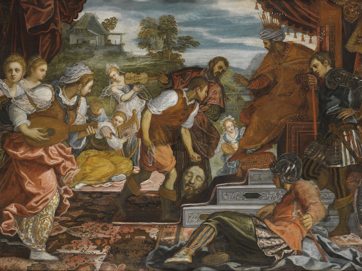 O Triunfo de David par Tintoretto, Domenico (1560-1635). Óleo sobre tela, tamanho : 96,8x131, , Colecção Privada de Domenico Robusti Tintoretto