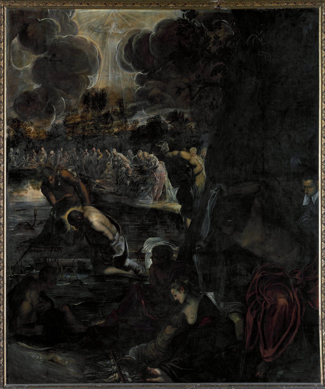 O batismo de Cristo - Óleo sobre tela de Domenico Robusti Tintoretto