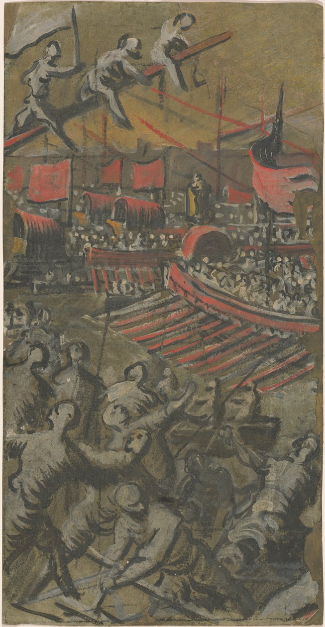 Navios venezianos atacando Constantinopla de Domenico Tintoretto