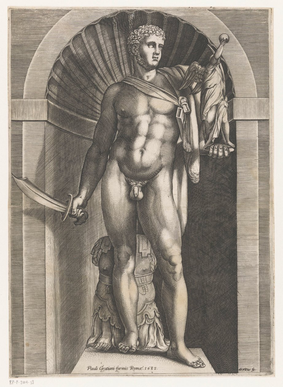 Escultura de um guerreiro Speculum Romanae Magnificentiae (título da série) de Domenico Vito