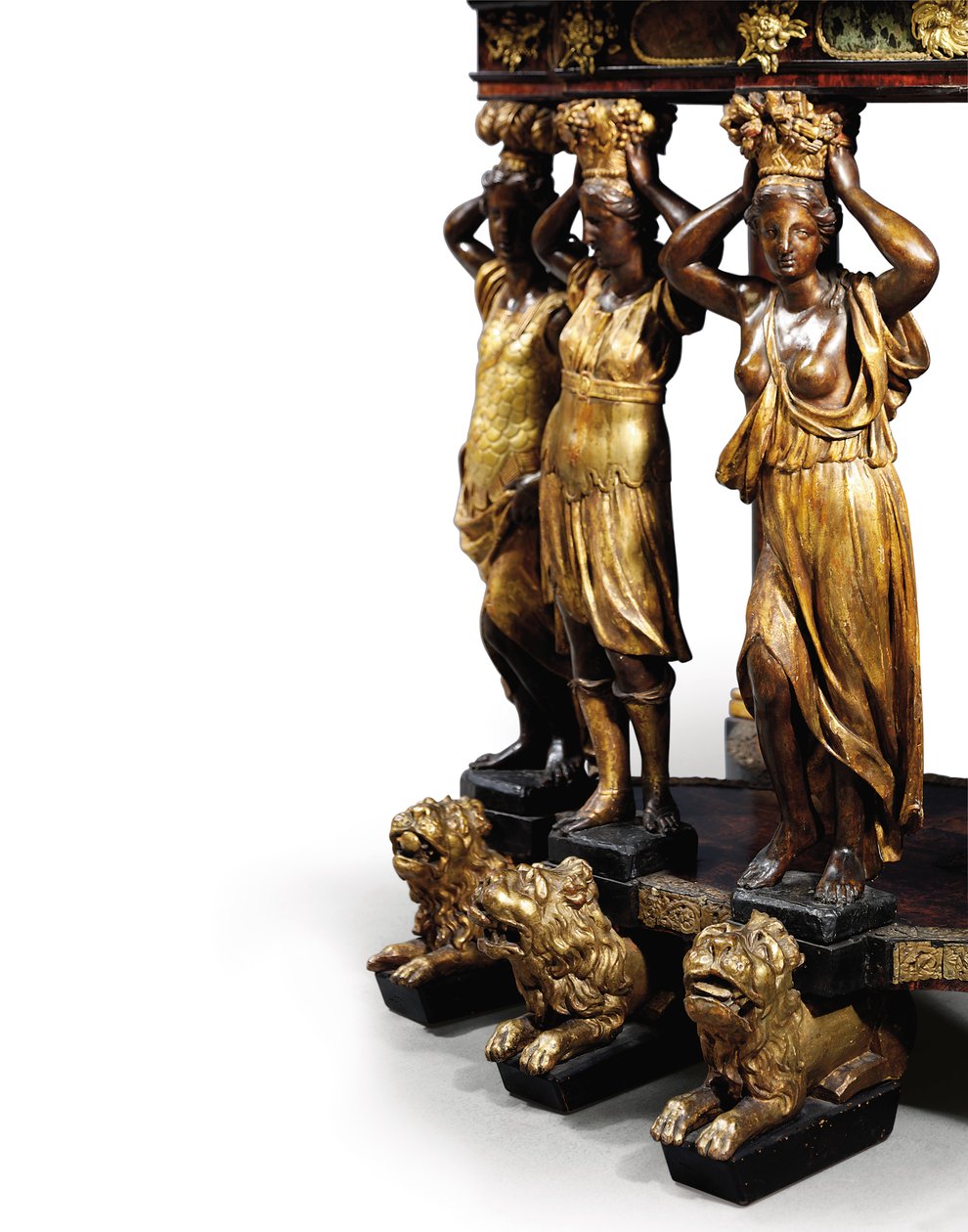 Gabinete de suporte Luís XIV (bronze dourado, pietra dura, carapaça de tartaruga, cinza, ebonizado e dourado parcial) (ver também 1766355-7) de Domenico and Gobelins workshop (attr. to) Cucci