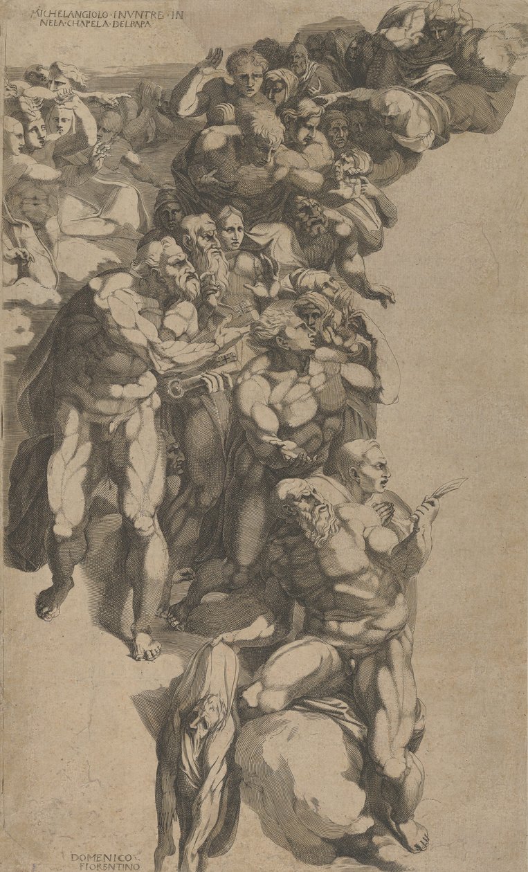 Grupo do Juízo Final, São Bartolomeu, São Pedro e outros Apóstolos, século XVI. de Domenico del Barbiere