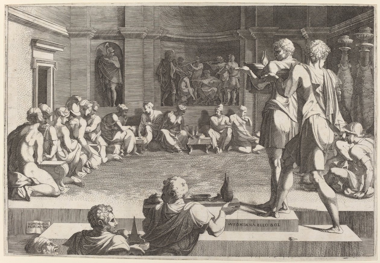 O banquete de Alexandre, o Grande de Domenico del Barbiere after Francesco Primaticcio