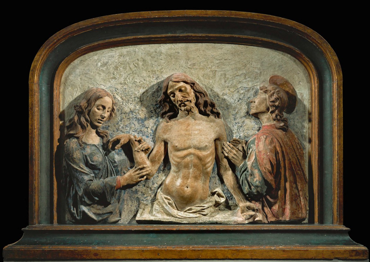 O Cristo morto adorado por São João Evangelista e Santa Maria Madalena ... de Domenico di (15th century) Paris