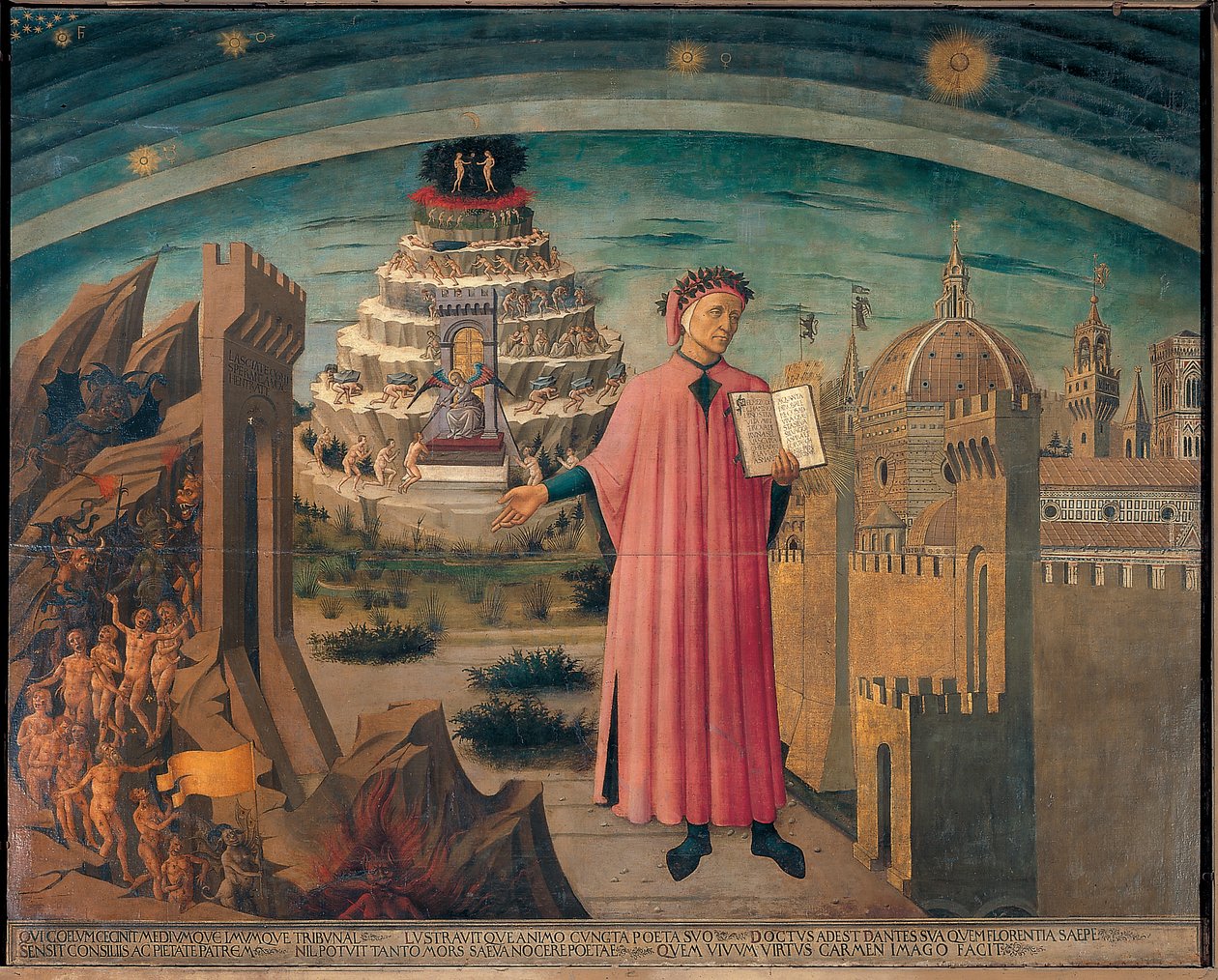 Dante e seu poema a "Divina Comédia". de Domenico di Michelino