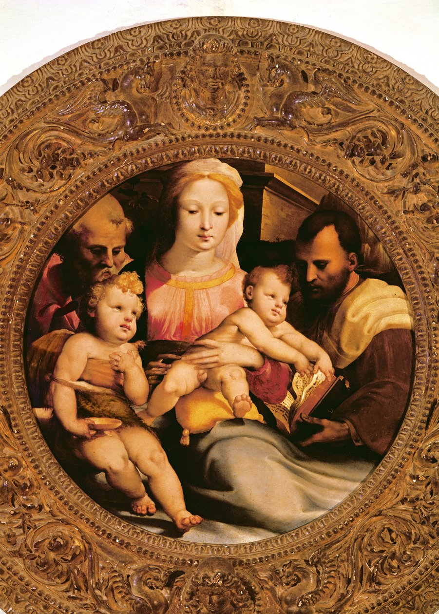 Detalhe da Sagrada Família e São João Batista (detalhe de 348817) de Domenico di Pace Beccafumi  