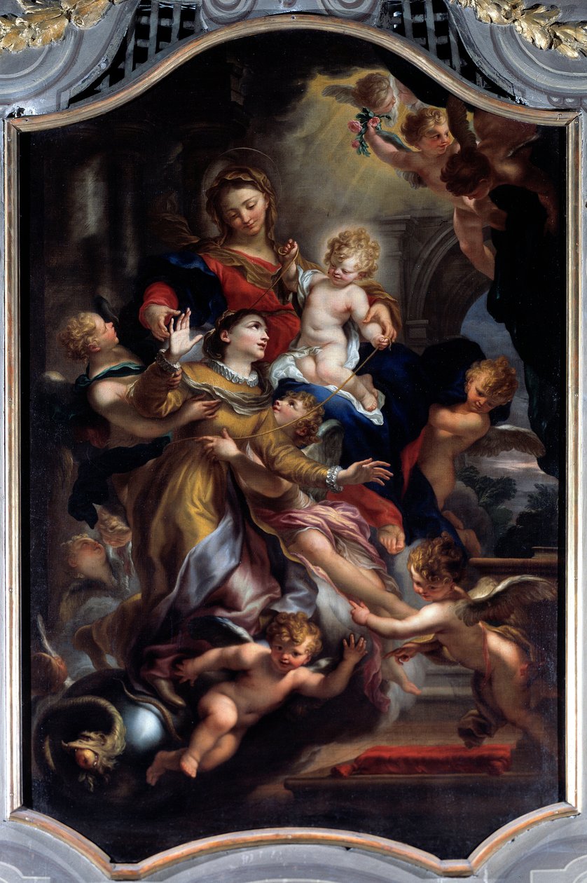 Ecstasy de Santa Catarina de Génova (óleo sobre tela, finais do século XVII) de Domenico the Elder Piola