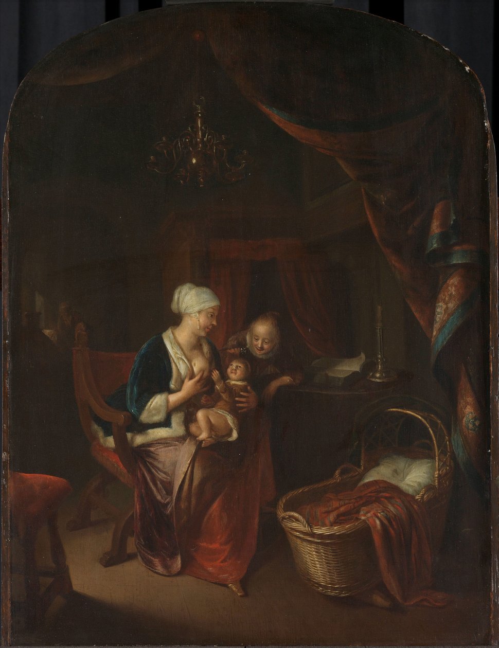 Uma mãe dando a seu filho o peito de Domenicus van Tol