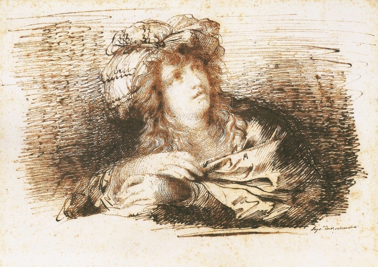 Mulher, com, um, turbante de Domingos Antonio de Sequeira