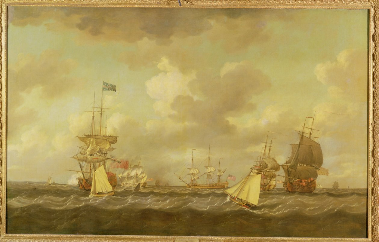 Navios ingleses que vêm ancorar em uma brisa fresca de Dominic Serres