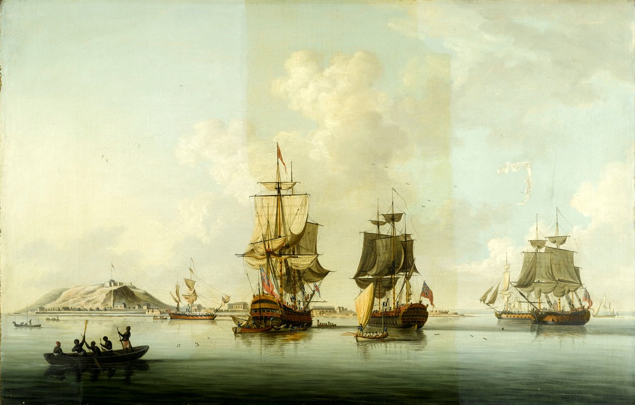 Ataque a Goree, 29 de dezembro de 1758: Navios ancorados após a ação de Dominic Serres