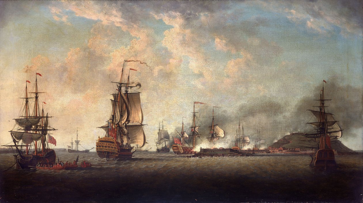 Ataque britânico à fortaleza de Goree, 29 de dezembro de 1758, ao largo de Dakar de Dominic Serres