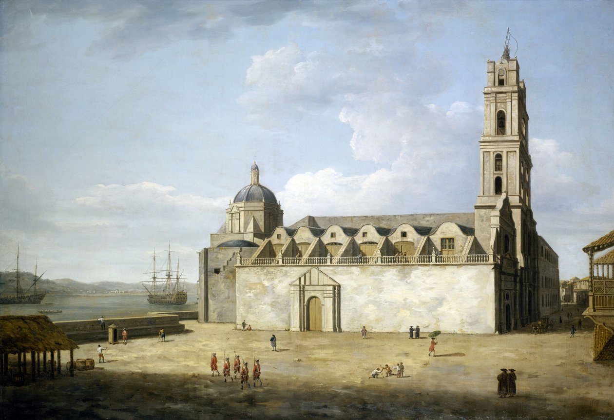 Catedral de Havana (Cuba), agosto e setembro de 1762. Óleo sobre tela, realizado pouco depois da tomada da cidade pelos ingleses em 1762, por Dominic Serres (1722-1793). de Dominic Serres