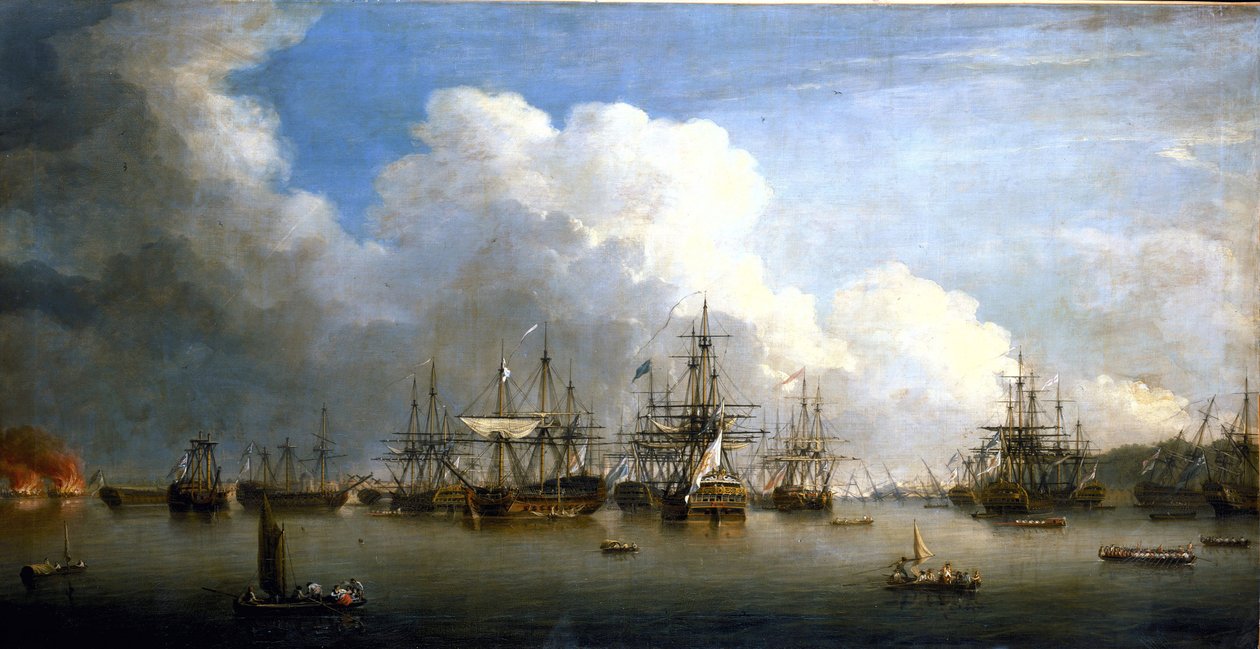 Guerra dos Sete Anos (1756-1763): A captura da frota espanhola em Havana (Cuba), agosto e setembro de 1762. Óleo sobre tela, meados do século XVIII, de Dominic Serres (1722-1793). de Dominic Serres