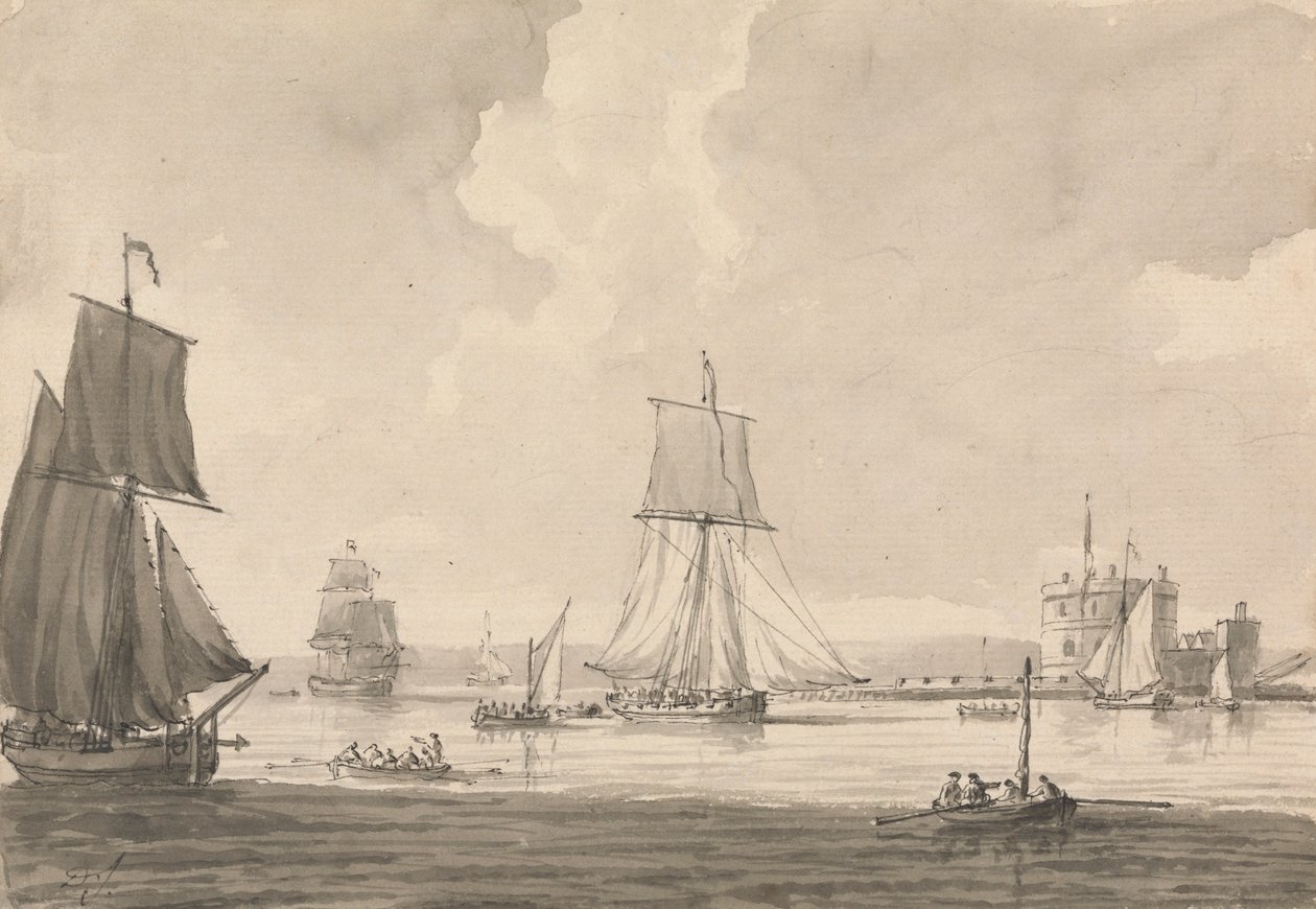 Navegação em Southampton Water, ao largo do Castelo de Calshott de Dominic Serres