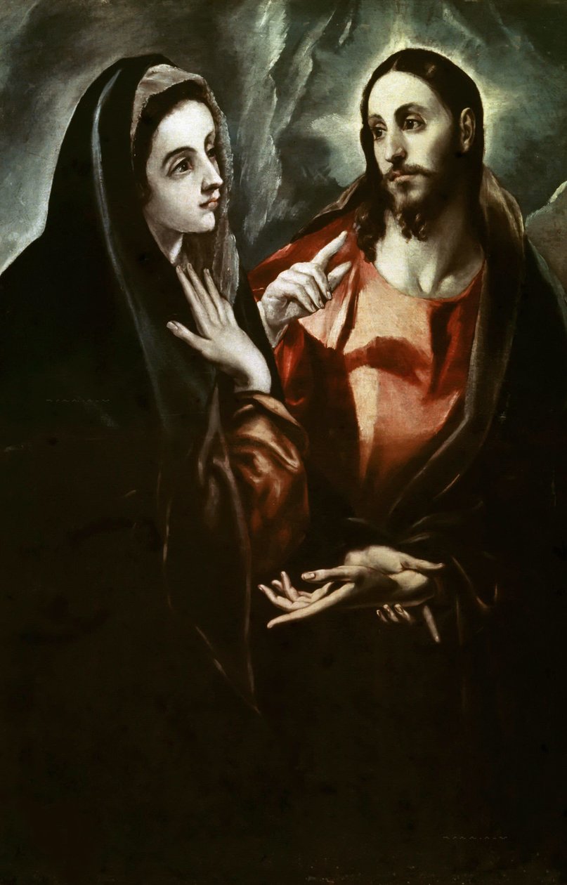 Cristo despedindo-se de sua Mãe, c. 1600. de Dominico El Greco