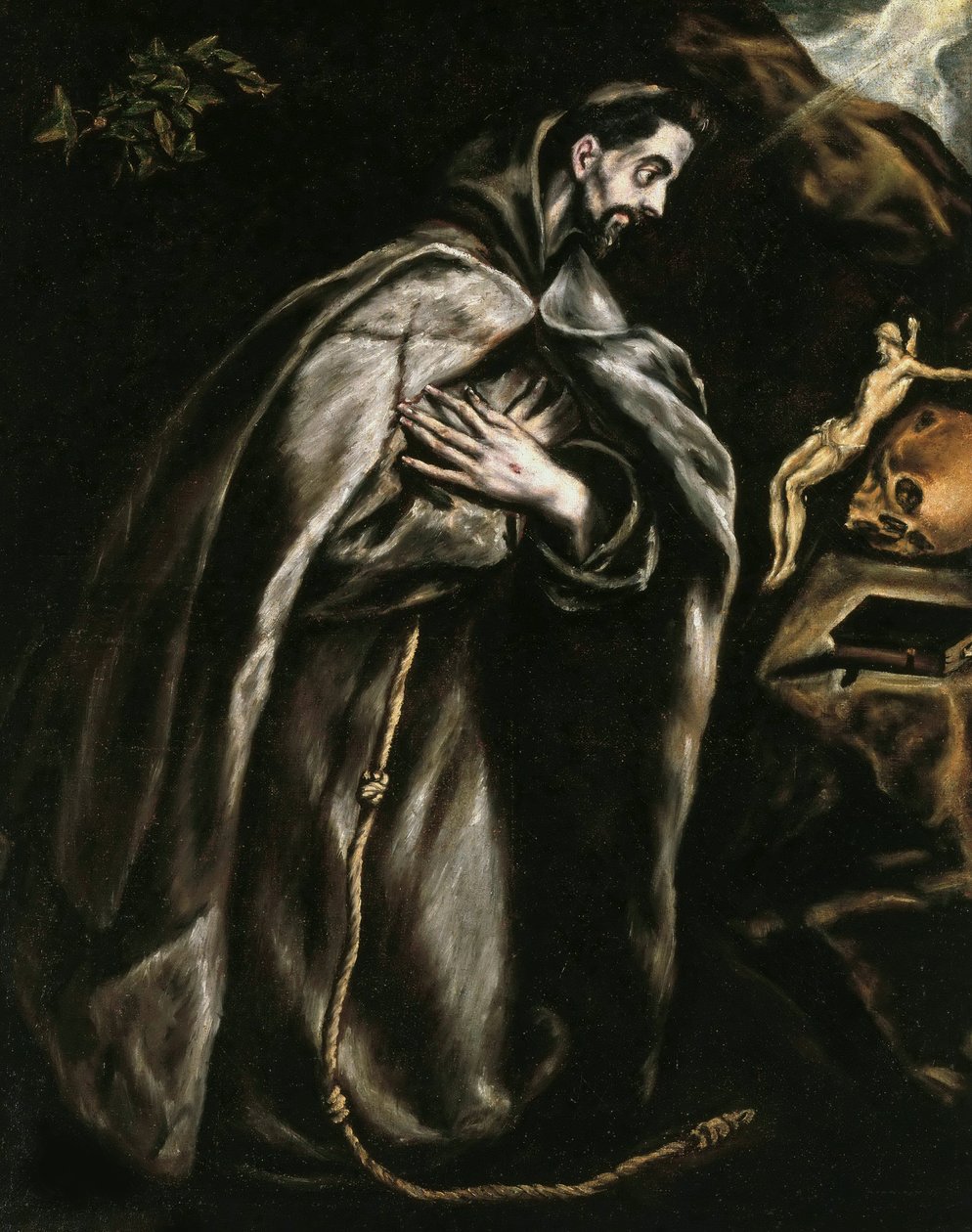 São Francisco rezando, ca 1595. de Dominico El Greco