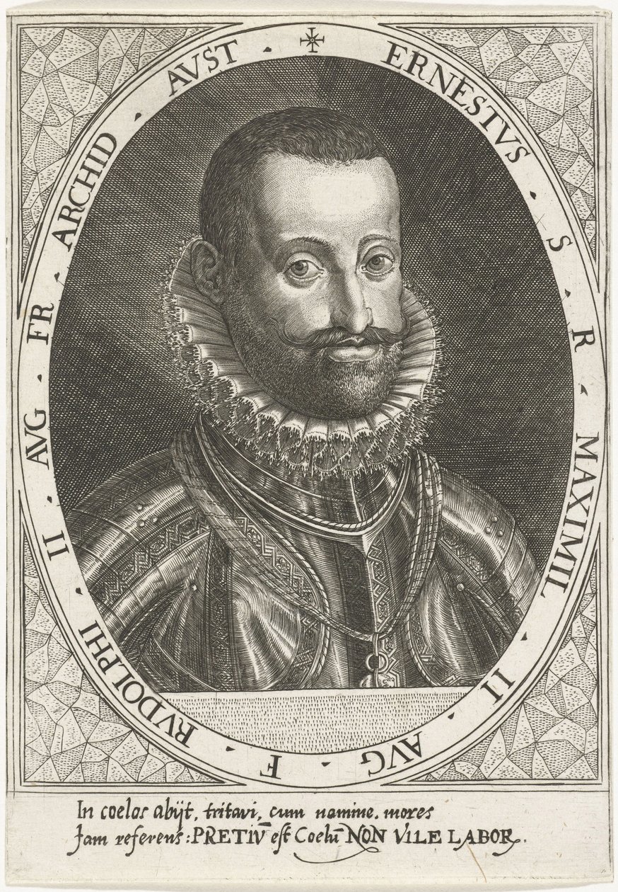 Retrato do arquiduque Ernest da Áustria 1553-1595, ca 1595-1597 de Dominicus or Custodis Custos
