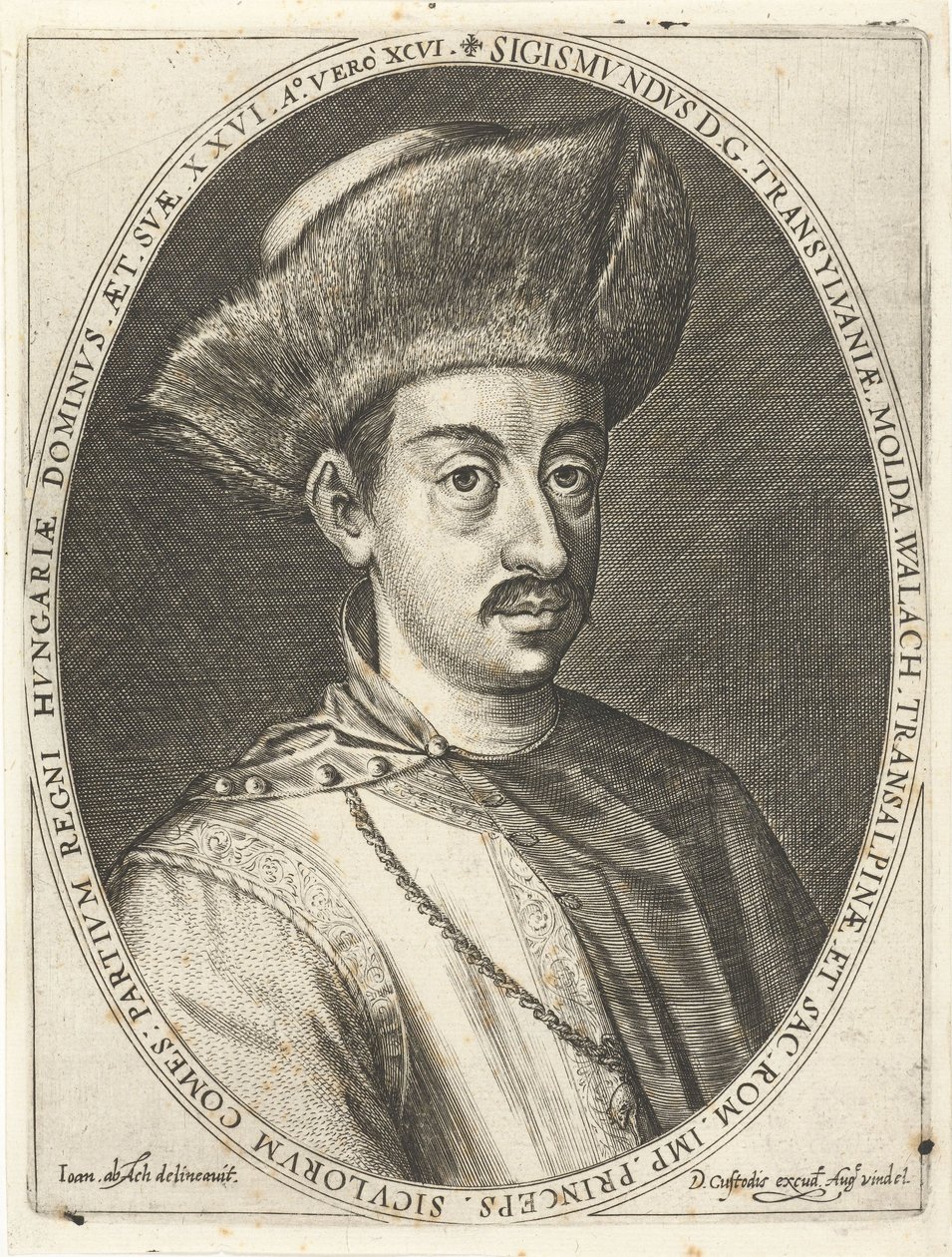 1572-1613 Sigismund Bathory, o príncipe da Transilvânia. A bota tribunal de Augsburg 1600-1602, 160 de Dominicus or Custodis Custos
