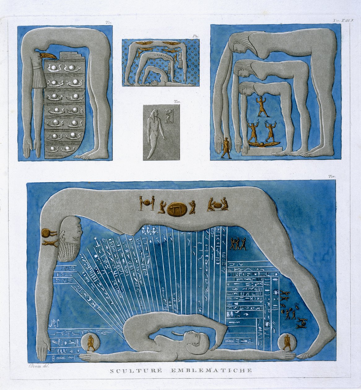 Emblatic Reliefs, sobre mitos da criação, de &39;Travel in Lower and Upper Egypt&39;, 1802 de Dominique Vivant Denon