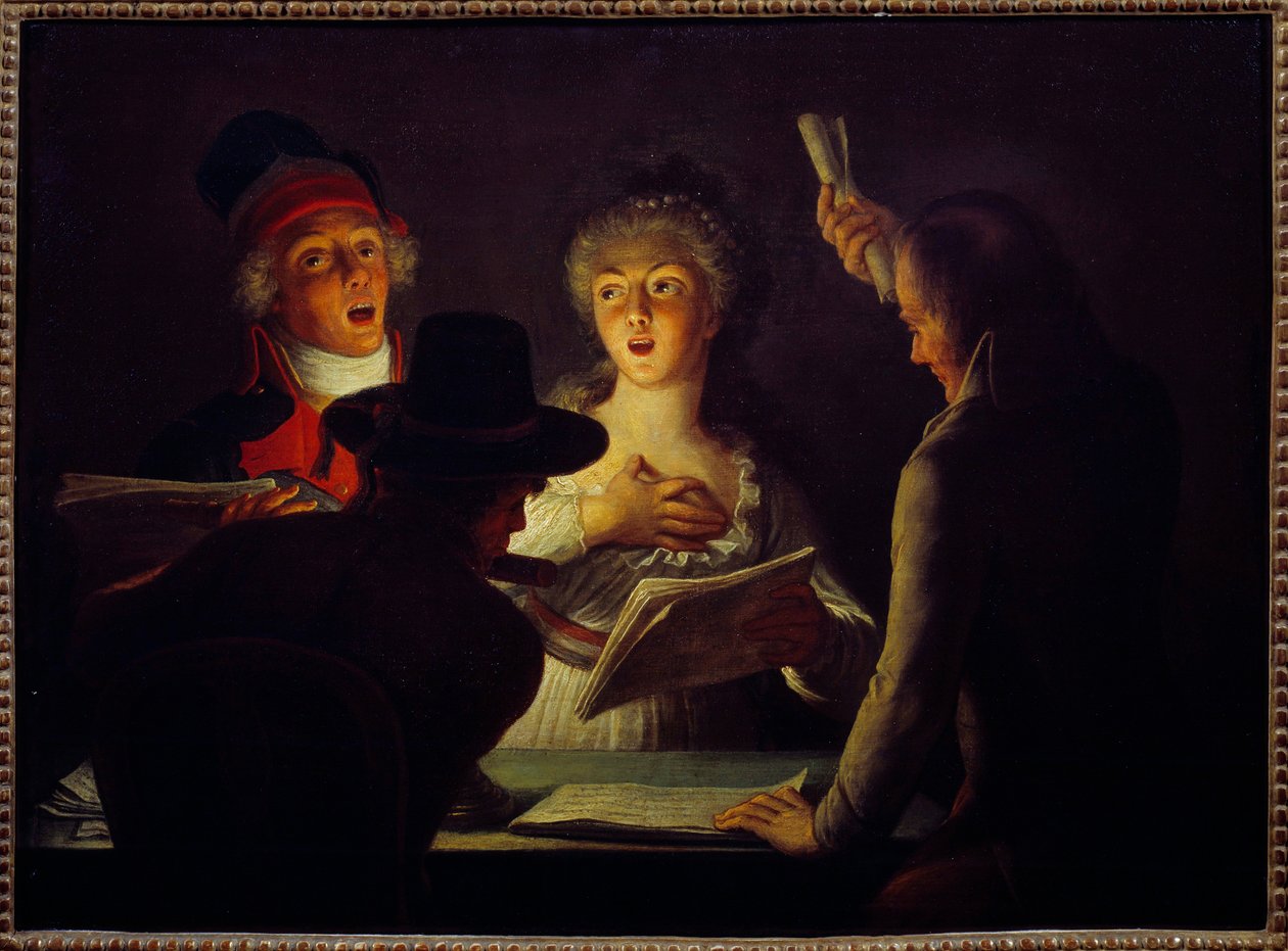Revolução Francesa: "Les chanteurs patriotes" Pintura de Dominique Doncre (1743-1820) 1794 Sol. 0,45 x 0,61 m Paris, Musee Carnavalet de Dominique Doncre