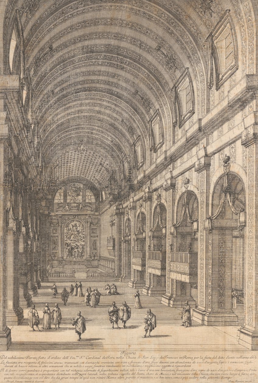 Decoração encomendada pelo Cardeal de Retz na Igreja de San Luigi, Roma, para o Santo F..., 1665. de Dominique Barriere