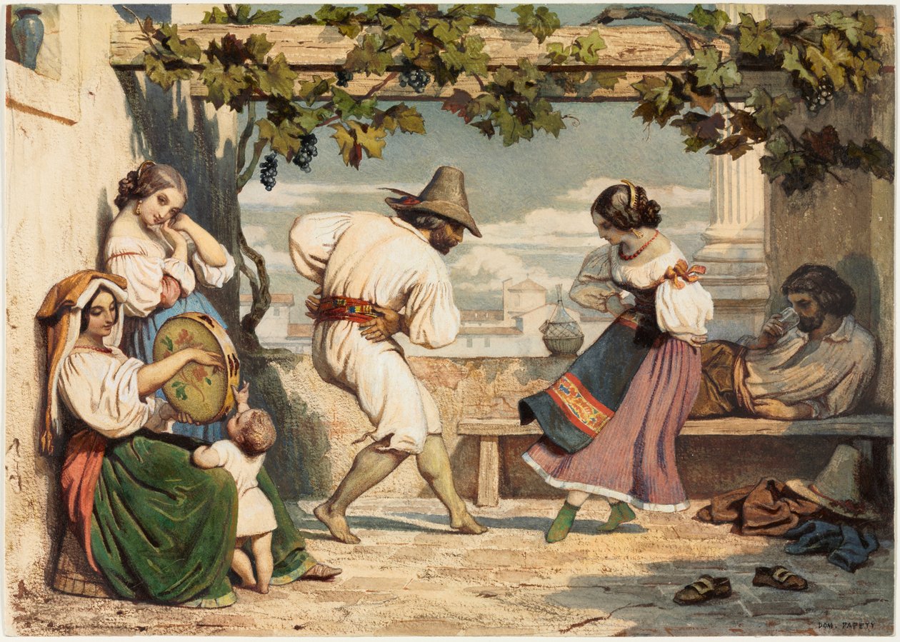 La Saltarelle, c.1800 (aguarela e guache) de Dominique Louis Papety