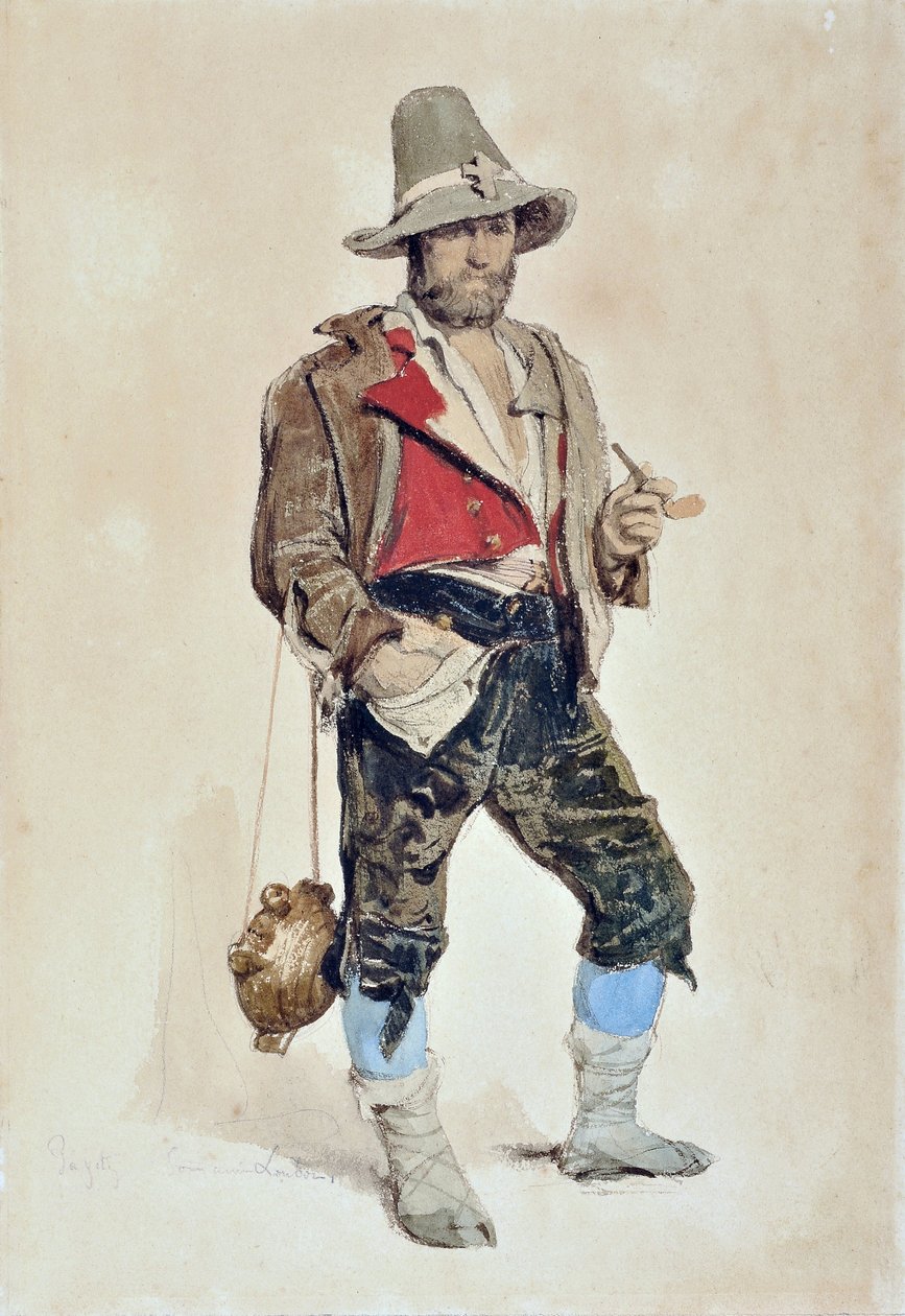 Retrato do pintor Emile Loubon (1809-1863) (aquarela) de Dominique Louis Papety