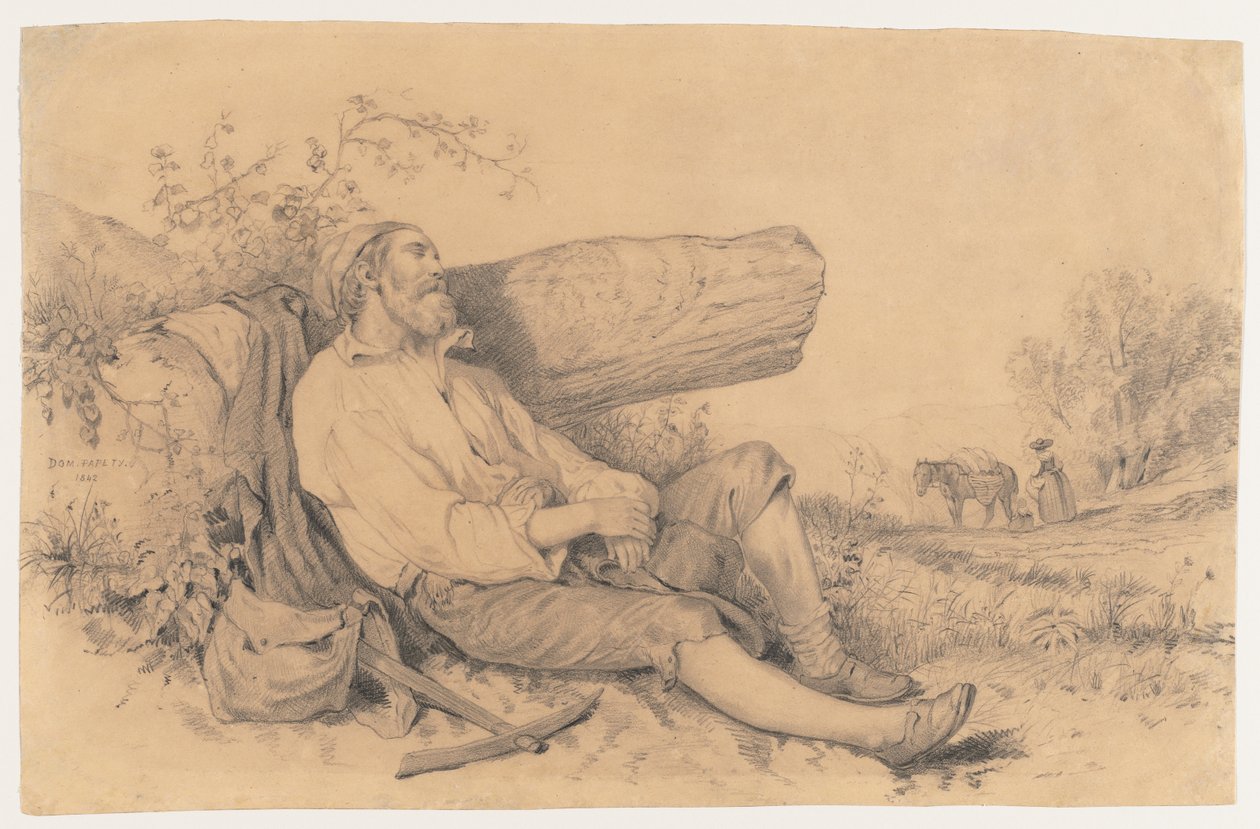 Trabalhador de campo adormecido, 1842. de Dominique Louis Papety