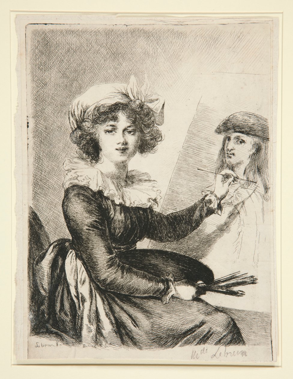 Louise-Elisabeth Vig?e-Lebrun, (Mlle Lebrun) depois, e ao contrário, do auto-retrato de 1790 na Uffizzi de Dominique Vivant Denon