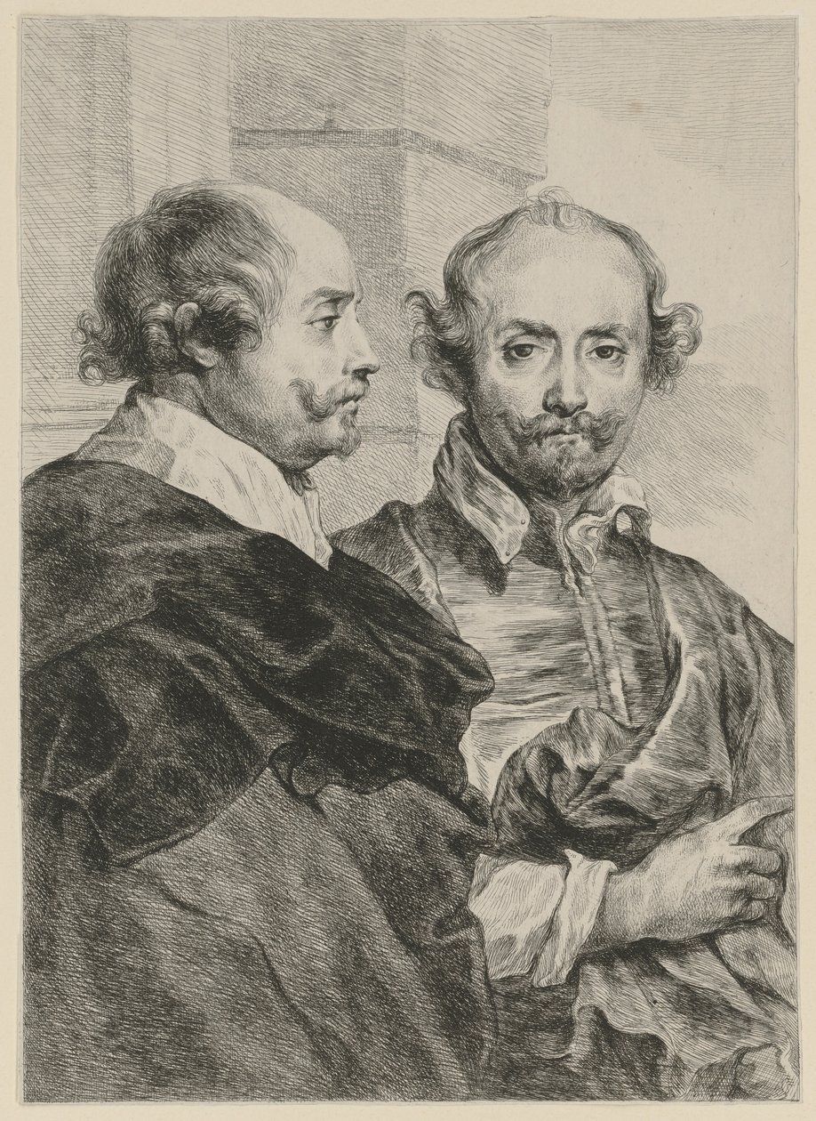Retrato de dois homens idosos, de perfil e de frente de Dominique Vivant Denon