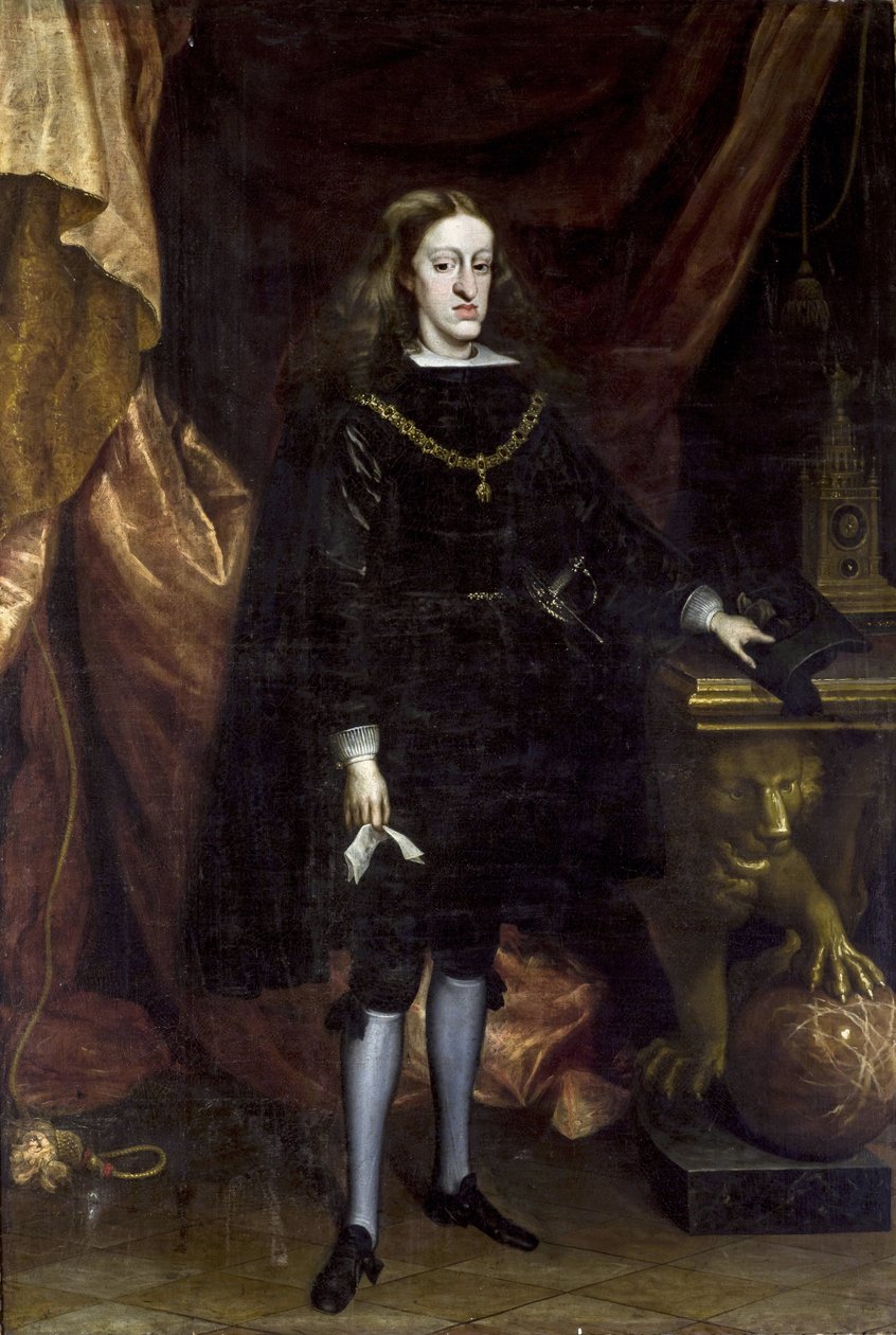 Barroco: Carlos II de Espanha, conhecido como o Ensorcele - Retrato de Carlos II de Espanha por Carreno de Miranda, Juan (1614-1685) de Don Juan Carreno de Miranda