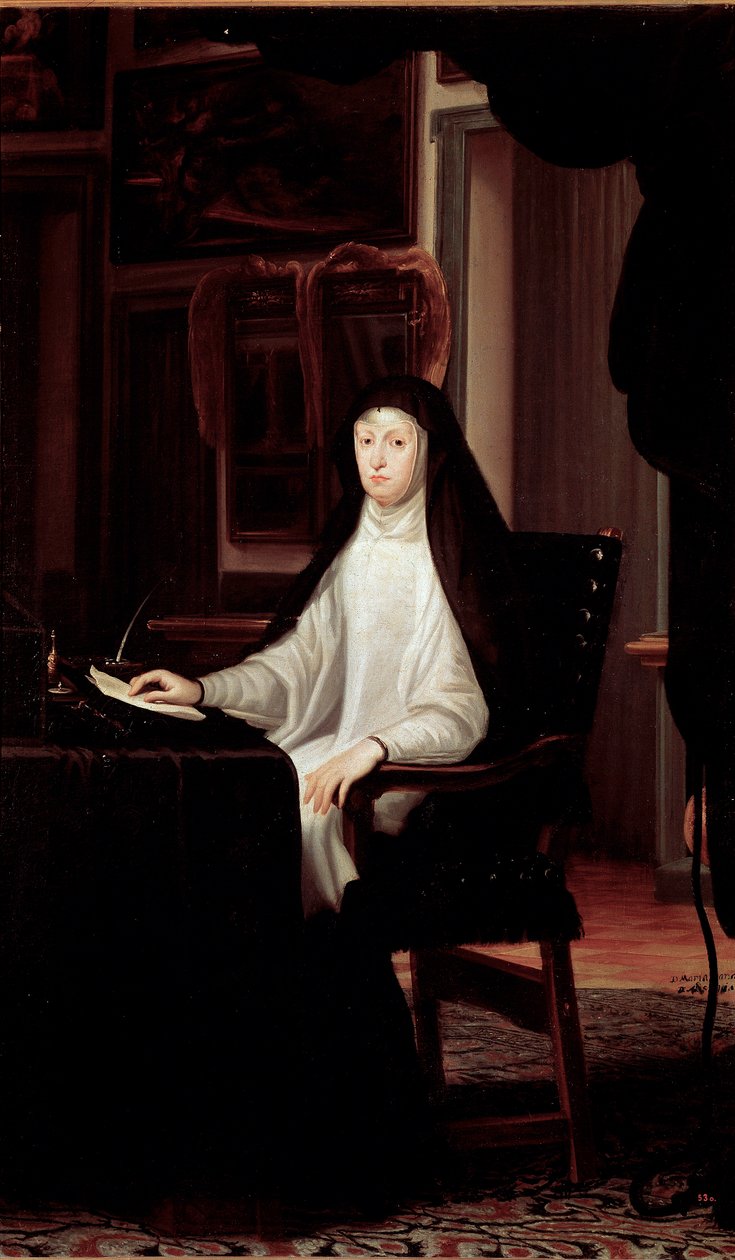 Retrato da Rainha Maria Ana da Áustria Viúva (óleo sobre tela de Don Juan Carreno de Miranda